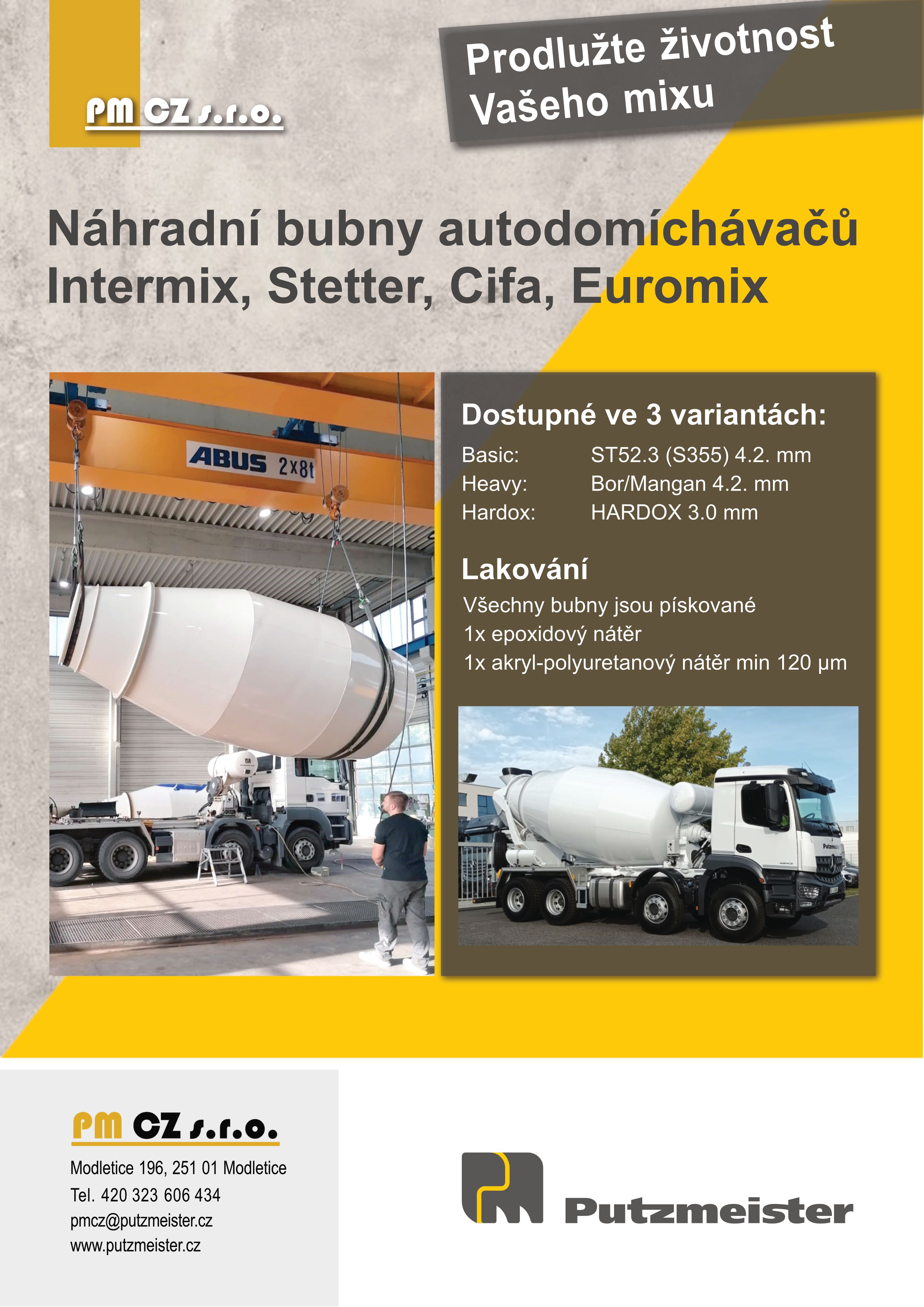N&aacute;hradn&iacute; bubny pro autodom&iacute;ch&aacute;vače INTERMIX, STETTER, CIFA, EUROMIX