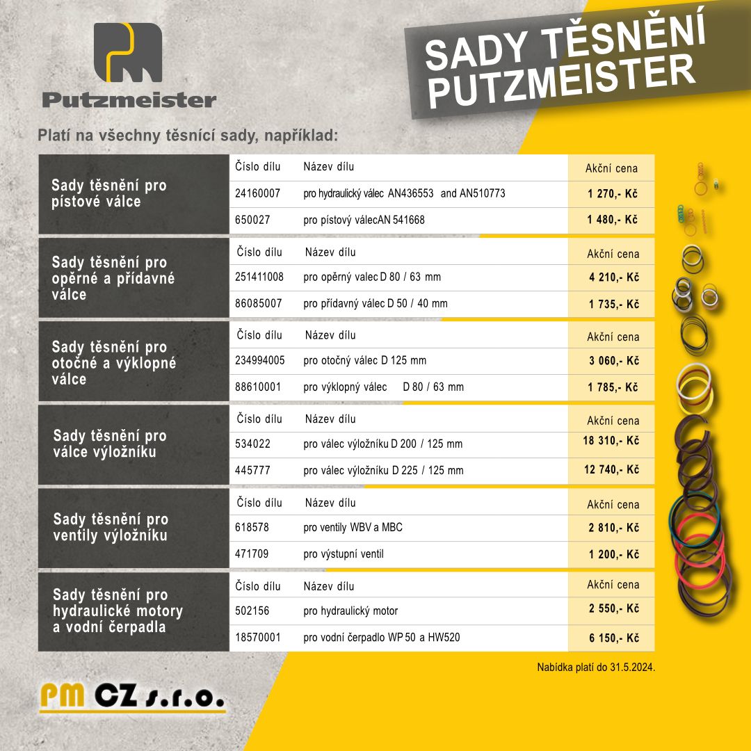 Akce na sady těsněn&iacute; Putzmeister!