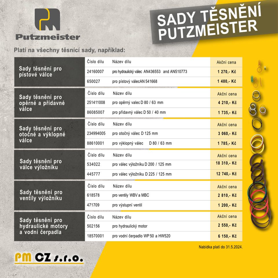 Akce těsnící sady Putzmeister
